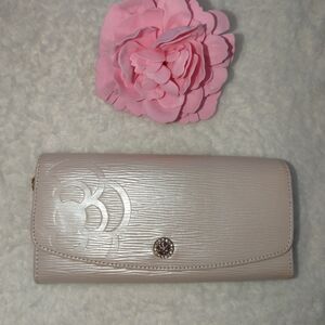 Women's Leather Wallet Cream Camellia Flower Chic Beige Designer Japan Luxury